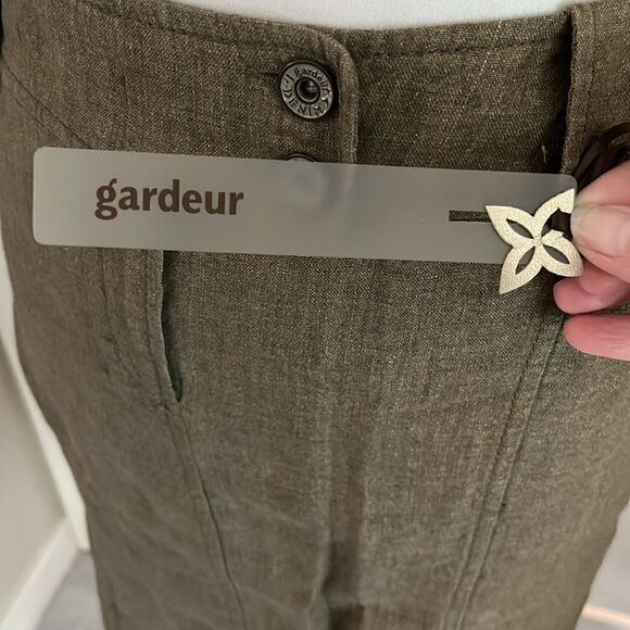 Gardeur Fine Linen Pleated Skirt Button Zipper Front Patch Pockets - Picture 7 of 12